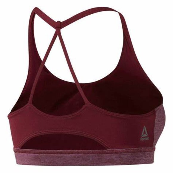 Reebok US Melange Tri Back Sports Bra Rustic Wine XS - Picture 2 of 4